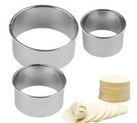 rotondi per biscotti, per pasticceria, set da 3 pezzi, in acciaio , riutilizzabili, per torte, fondente, pasta di zucchero, pasta, argento