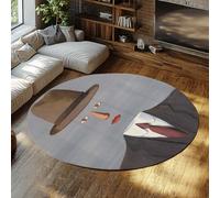 rotondi surreali per il soggiorno Rene Magritte Tappeti grandi lavabili camera da letto astratto antiscivolo sala pranzo Ufficio pavimento grigio blu a pelo basso morbido la decor della casa 150cm