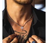 rotondo A-Z iniziale Collana pendente Uomo classico in acciaio inossidabile larghezza 3MM corda Collana a catena per uomo L,M,S,H,A,T,O,X,B,C,D,E,F,G,I,J,K,N,P,Q,R,U,V,W,Y,ZAcciaio inossidabile