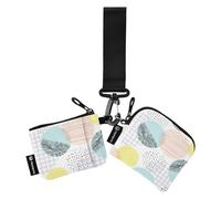 Rotondo Astratto Cerchi Pastello Donne Casi di Carta Cambiamento Titolare Sottile Piatto ID Card Holder Protector con Portachiavi per Lady 2 Pcs de credito para Hombre