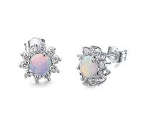 Rotondo Bianco Opale Di Fuoco Doppio Stud Per Le Donne Di Cristallo Zirconia Gioielli Da Sposa Durevole e UtileUtile