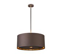 Rotondo Deckenleuchte Braun Oro Tessuto Regolabile Fino 1,2m Loft Lampada Sala