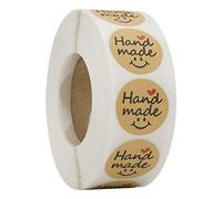 Rotondo Kraft Adesivi Fatti A Mano 500pcs/roll Adesivo Imballaggio Decalcomania Forniture Etichette per Panetteria Pane Amore Sorriso Adesivi Ringraziamento