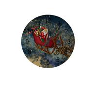 Rotondo Orologio da Parete,Cartoon Santa Claus Snow Elk,Moderno Orologio Senza Ticchettio Orologi da Paretes per Ufficio Bagno 25cm