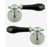 Rotondo Rosa Leva Maniglia Set (Coppia) Nero porcelain Maniglia