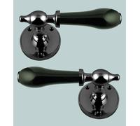 Rotondo Rosa Leva Maniglia Set (Coppia) Nero porcelain Maniglia