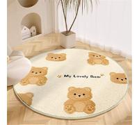 Rotondo Tappeto Morbido Bambini Cameretta Camera da Letto Animale Cane Orso Pelo Corto Antiscivolo Lavabile Gioco Interni Basso Gattonare Camerette Ragazzi e Ragazze Tappeti (Creme 3, 100x100cm)