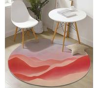 Rotondo Tappeto Salotto Pelo Corto, Astratto Texture Onde Colline stampato, Moderno Decorazione Moquette Antiscivolo Soggiorno Bambini Camera da Letto Domestica Tappeti (Rosa, Diametro 100 cm)