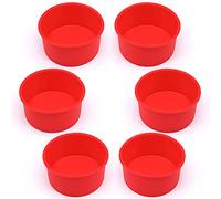 Rotondo Tortiera di Silicone,Stampo Rotondo Round Cake Pan Tin Antiaderente, 6 pezzi Silicone Torta Stampo, Vassoio per Pane, Torte di Cioccolato, Pane, Mousse, 10,2 cm