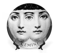 ROTOOY Piatto Lina Cavalieri, Piatto Decorativo da Parete, Decorazione da Appendere alla Parete con Piastra Facciale Misteriosa, Staffa Inclusa E Gancio A Molla Speciale,Gemini,8inch