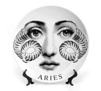 ROTOOY Piatto Lina Cavalieri, Piatto Decorativo da Parete, Decorazione da Appendere alla Parete con Piastra Facciale Misteriosa, Staffa Inclusa E Gancio A Molla Speciale,Aries,8inch
