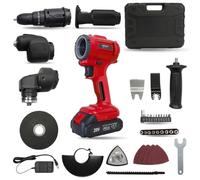 Rotorazer Multi System 10 in 1 - Multiutensile Senza Fili 20V: Trapano a Percussione, Seghetto Alternativo, Smerigliatrice, Levigatrice e Oscillante | Kit Completo con Valigetta e Batteria 1500mAh