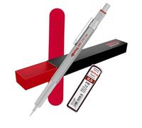 rOtring 600 portamine e custodia in velluto e 12 ricariche, 0,5 mm, corpo interamente in metallo, impugnatura zigrinata antiscivolo e fusto esagonale