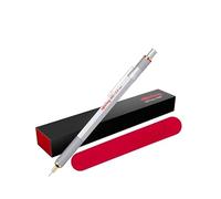 rOtring 800 portamine 0,5 mm, fusto in metallo argentato, matita retrattile di alta qualità, con sacchetto regalo in velluto rosso, strumento professionale per disegno tecnico