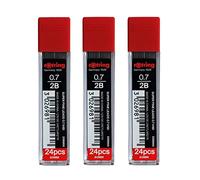 ROtring - Confezione da 3 tubetti di ricarica per matite meccaniche, 0,7 mm, 2B in polimero, per matite meccaniche, 72 mine in totale.