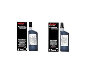 rOtring Isograph Bottled Liquid Ink | Nero | 23 ml Inchiostro per penna stilografica | 2 pezzi