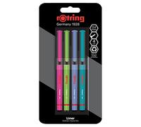 rotring Liner penne a punta fine | 0,4 mm | Penne colorate per scrivere e disegnare | Confezione senza plastica | Colori vivaci assortiti | 4 pezzi