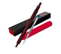 rOtring Penna a sfera 600 e custodia in velluto, punta media, inchiostro nero, corpo interamente in metallo, cioccolato tartufo, impugnatura zigrinata antiscivolo e fusto esagonale, ricaricabile, set