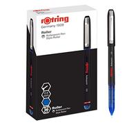 rOtring penna roller | Punta ad ago (0,5 mm) per una scrittura precisa | Inchiostro blu | 12 pezzi