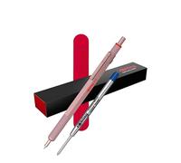 rOtring Set di 600 penne a sfera, oro rosa, corpo in metallo, penna ricaricabile con inchiostro nero + ricarica extra blu, confezione regalo di alta qualità, impugnatura zigrinata, strumento di