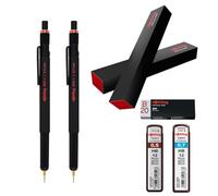 rOtring Set di 800 matite meccaniche - 0,5 mm e 0,7 mm Stylus Hybrid | Twist-to-Retact | Fusto in metallo nero | Include mine HB Tikky e gomma B20 | Strumento di precisione per disegno e touchscreen