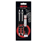 Rotring Set matita meccanica, penna a sfera, gomma e ricariche mina Tikky | Mina HB, matita 0,5 mm | Penna a punta media | Fusto nero | Leggera con impugnatura in gomma