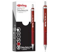 rOtring Tikky Retro Matite Meccaniche | 2B 0,5 mm | Fusto Rosso | con Impugnatura Comfort Ondulata | Confezione da 12