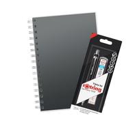 rOtring Tikky - Set di matite meccaniche da 0,5 mm, codificate a colori, include 12 mine HB, gomma e quaderno a spirale A5, matita leggera con impugnatura per disegnare, scrivere e fare schizzi