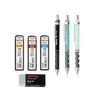rOtring Tikky - Set di matite meccaniche pastello, HB 0,34 mm, 0,5 mm, 0,7 mm, gomma + ricariche, 40 pezzi