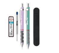 rOtring Tikky - Set penna a sfera e portamine pastello, inchiostro blu (M) | HB 0,7 mm | orchidea e blu mare | astuccio in velluto + ricariche