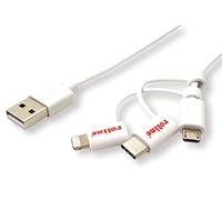 Rotronic 'ROLINE 11.02.8329 USB 2.0 di sincronizzazione/Ricarica Cavo Tipo a - Tipo C/8 Pin/USB MicroB, 1 m Bianco