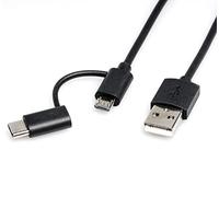 Rotronic ROLINE 11028328 USB 2.0 SYNC e Cavo di Ricarica (Tipo C Maschio a USB Micro B Femmina), 1 m Nero