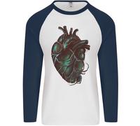 Rotten Cuore Gotico Demone Satana Teschio Evil Uomo L/S Baseball T-Shirt