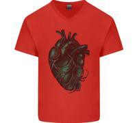 Rotten Cuore Gotico Demone Satana Teschio Evil Uomo Scollo A V Cotone T-Shirt