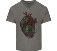 Rotten Cuore Gotico Demone Satana Teschio Evil Uomo Scollo A V Cotone T-Shirt