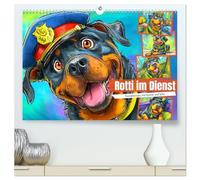 Rotti im Dienst. Hundeeinsatz mit Humor und Witz (hochwertiger Premium Wandkalender 2026 DIN A2 quer), Kunstdruck in Hochglanz: Ein witziger ... in seinem Alltag als Polizei- und Militärhund