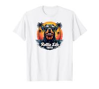 Rottie Life Forever Cool Rottweiler Dog Retro Tramonto Maglietta