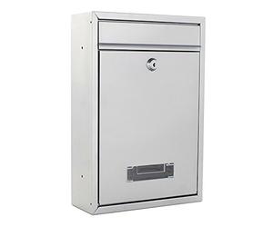 Rottner cassetta postale Tarvis Argento, in acciaio, con design moderno e compatto, targhetta portanome integrata nella finestra di visualizzazione, serratura a cilindro di colore grigio chiaro.