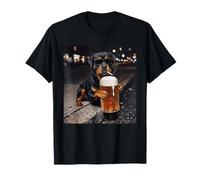 Rottweiler Cane Bere Birra Fumare Animale Meme Uomini Donna Maglietta
