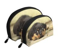 Rottweiler Cani Cani carini Cuccioli Animali domestici piccoli, Borsa per trucco a conchiglia Portamonete da donna Borsa da toilette piccola Borsa per cosmetici 2 pezzi