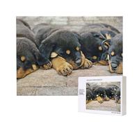 Rottweiler Cani che dormono Animali domestici Cuccioli Piccoli,Puzzle in legno da 500 pezzi, gioco di famiglia, puzzle per adulti e adolescenti, decorazioni per la casa