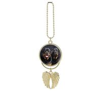 Rottweiler carta da parati per specchietto retrovisore auto ciondoli con ali d'angelo in lega di zinco appeso ornamento per donne uomini decorazione interna auto per auto, SUV, camion specchio auto