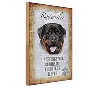 Rottweiler cartello in legno | devozione, obbedienza, senza paura, coraggioso, decorazione per amanti dei cani, 30 cm x 40 cm