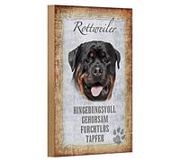 Rottweiler cartello in legno | devozione, obbedienza, senza paura, coraggioso, decorazione per amanti dei cani, 12 cm x 18 cm