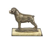 Rottweiler - Figura Con Cane Su Marmo Sabbioso Art Dog DE