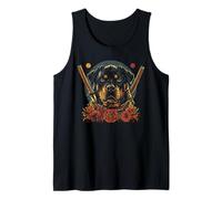 Rottweiler papà Carino Anime Giapponese Roba Samurai Cane Ninja Canotta