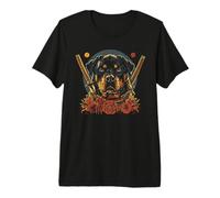Rottweiler papà Carino Anime Giapponese Roba Samurai Cane Ninja Maglietta Premium