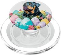 Rottweiler ritratto di fiori pasquali amanti dei cani schizzi di vernice PopSockets PopGrip per MagSafe