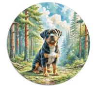 Rottweiler Rundes 1000 Puzzle Animals Rundes Puzzle Familienpuzzle Stressabbau-Spielzeug Für Erwachsene Kinder Bunte Kunst 1000pcs (67.5x67.5cm)