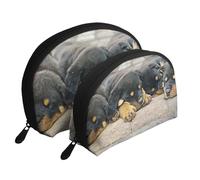 Rottweiler Sleeping Dogs Animali Cuccioli Piccoli, Borsa per trucco a conchiglia Portamonete da donna Borsa da toilette piccola Borsa per cosmetici 2 pezzi